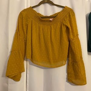 Pink Lily mustard flowy crop top